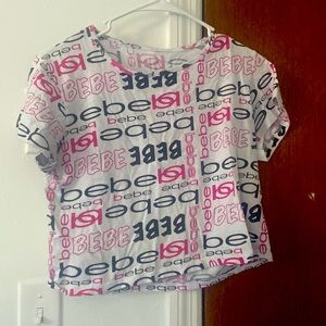 Pink black white crop top